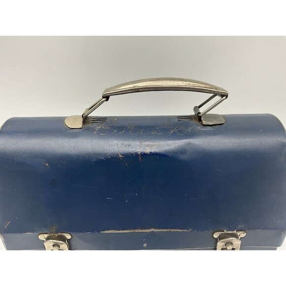Vintage 1940's Era Dome Top Metal Lunch Box by American Thermos Bottle Co Blue. - Picture 6 of 16